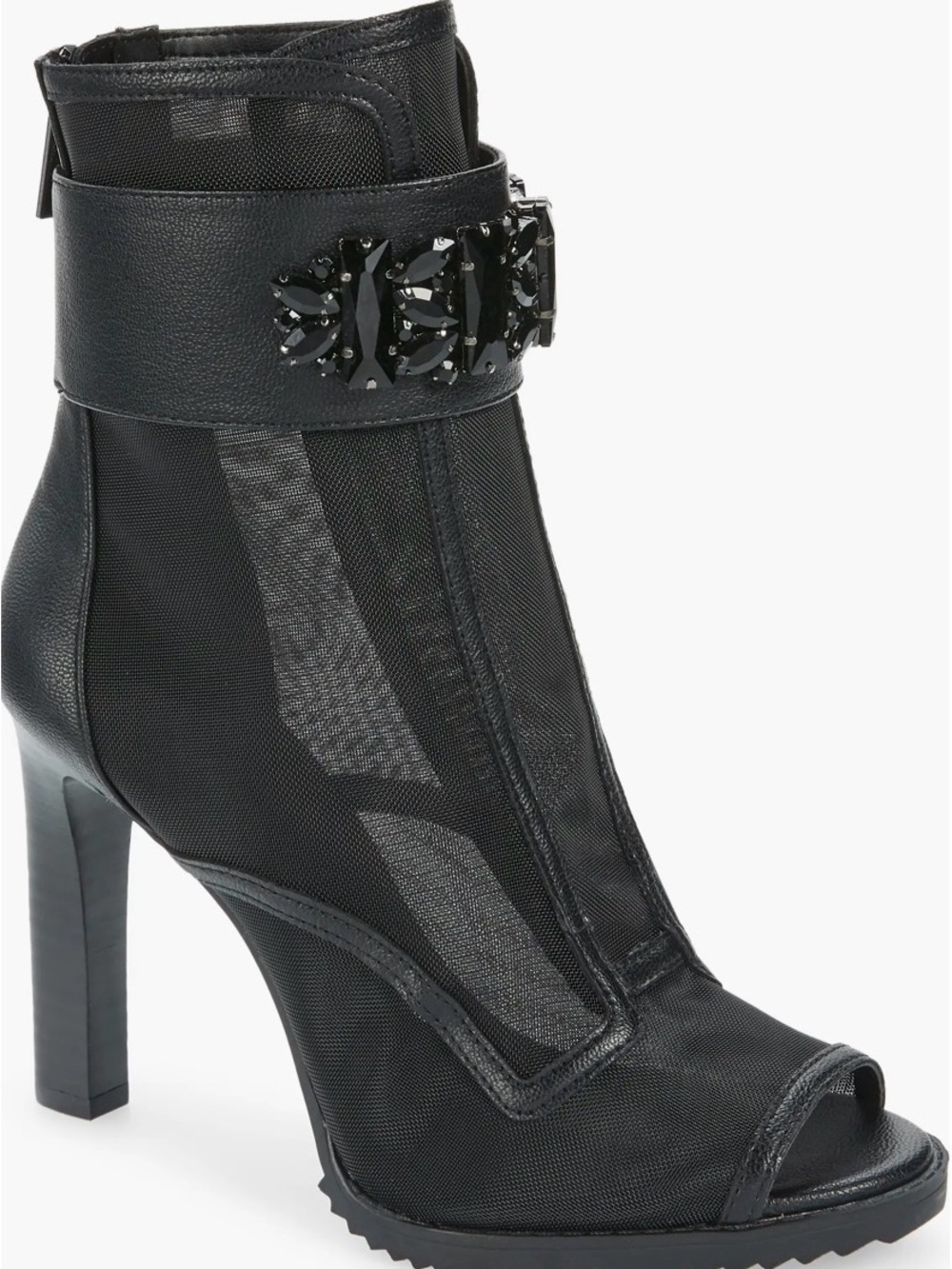 Karl Lagerfeld Black Heeled Ankle Booties with Buckle Detail
